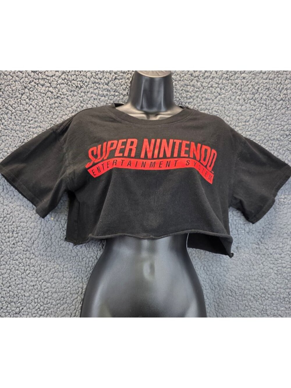 Super Nintendo Cropped Tee S Black Logo Streetwear Retro Y2k Grunge Edgy Gamer